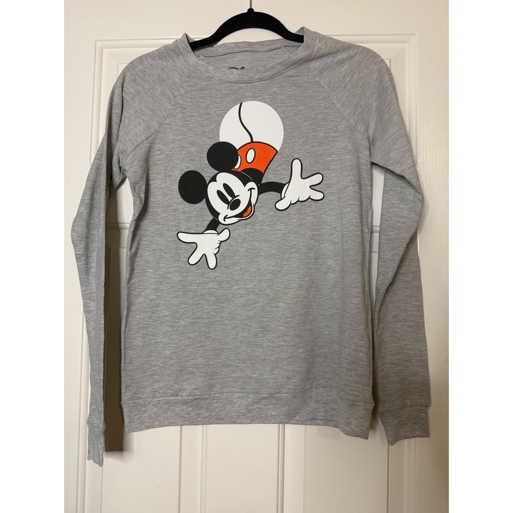 Disney Mickey Mouse Gray Graphic Sweatshirt Raglan Sleeve XS IR2000